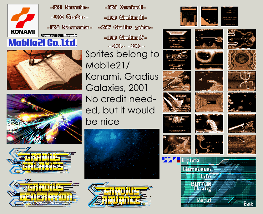 Gradius Galaxies / Generation / Advance - Attract Mode & Options