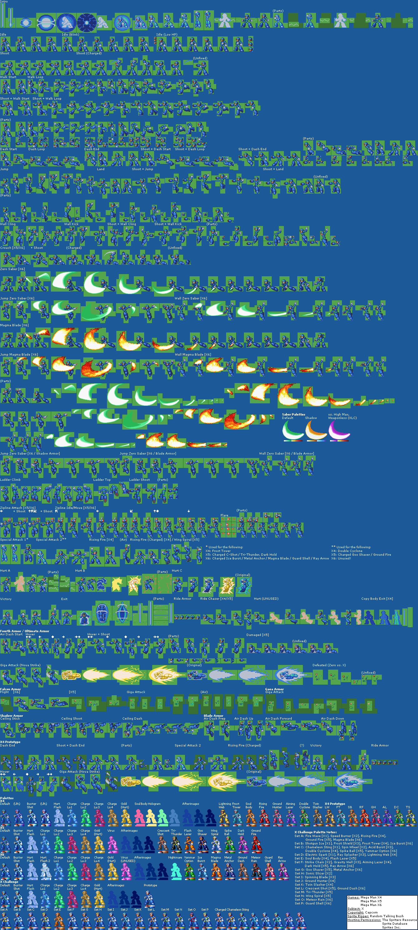 megaman x 4 sprite sheet megaman x 4 sprite sheet