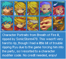 Breath of Fire 3 - Character Portraits