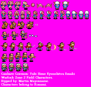 Legend of the Mystical Ninja / Ganbare Goemon - Warlock Zone 2 Field Characters