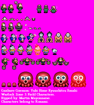 Legend of the Mystical Ninja / Ganbare Goemon - Warlock Zone 3 Field Characters