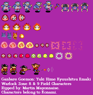 Legend of the Mystical Ninja / Ganbare Goemon - Warlock Zone 8 & 9 Field Characters