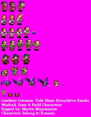 Legend of the Mystical Ninja / Ganbare Goemon - Warlock Zone 6 Field Characters