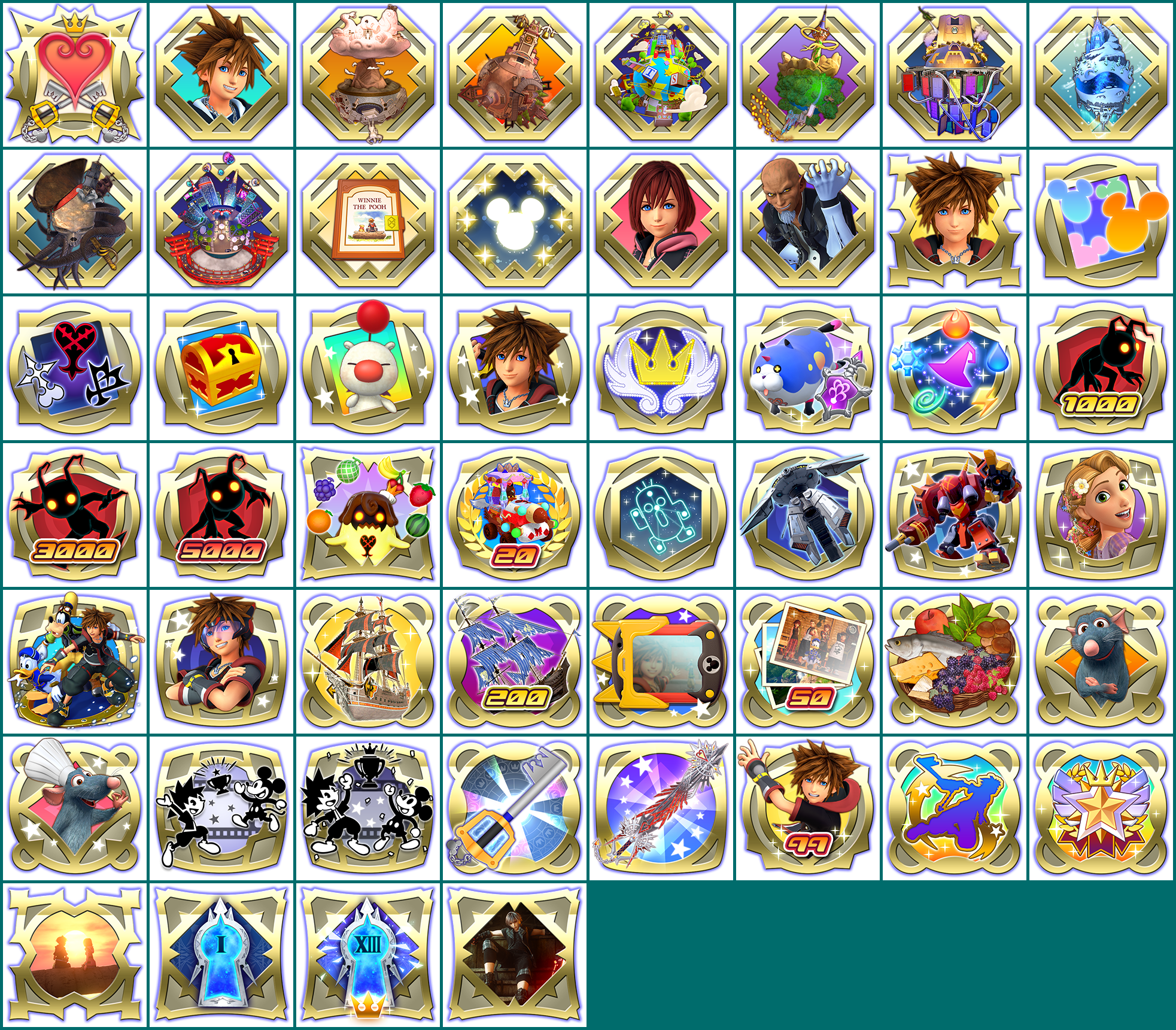 Kingdom Hearts 3 - Trophy Icons