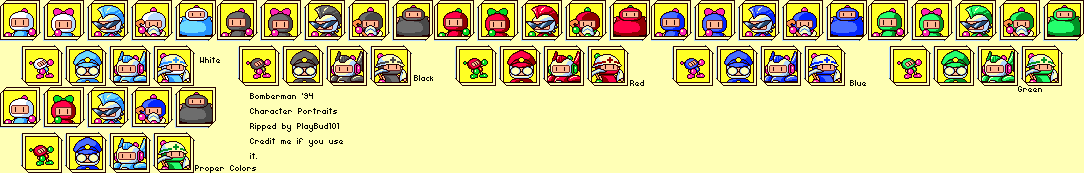 Bomberman '94 (JPN) - Character Portraits