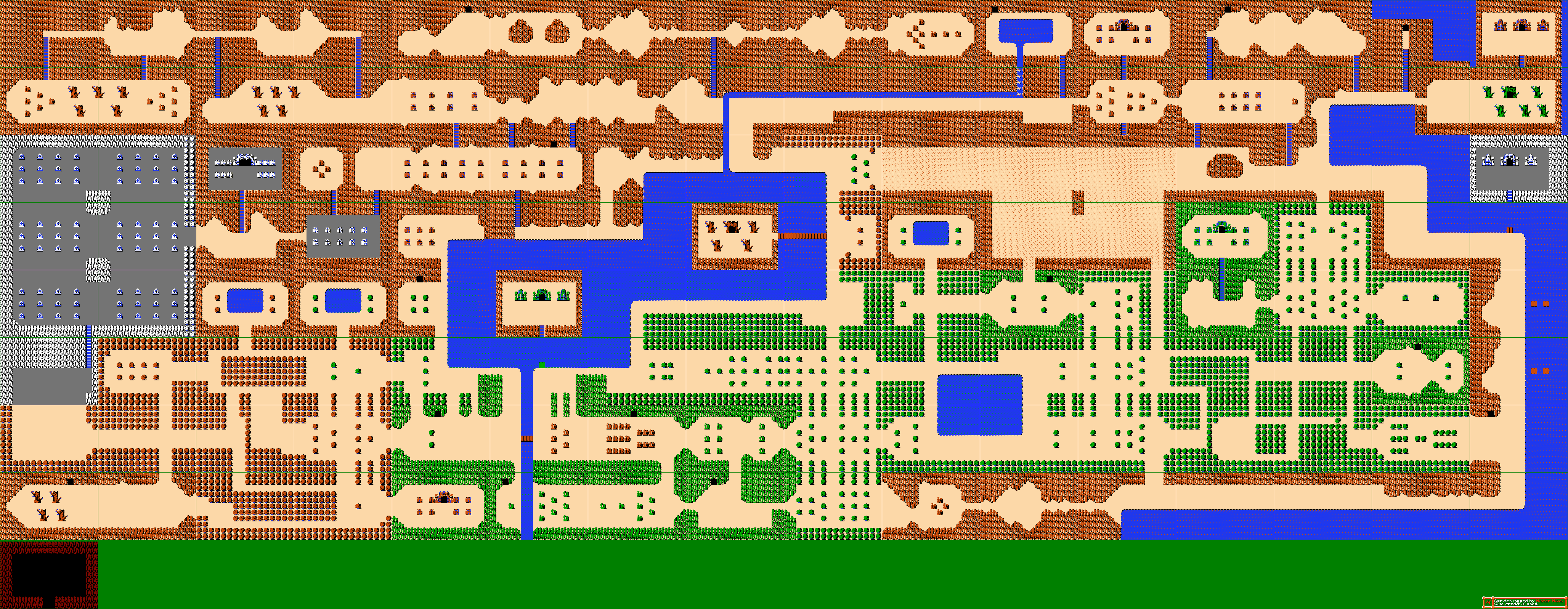 nes zelda overworld map grid