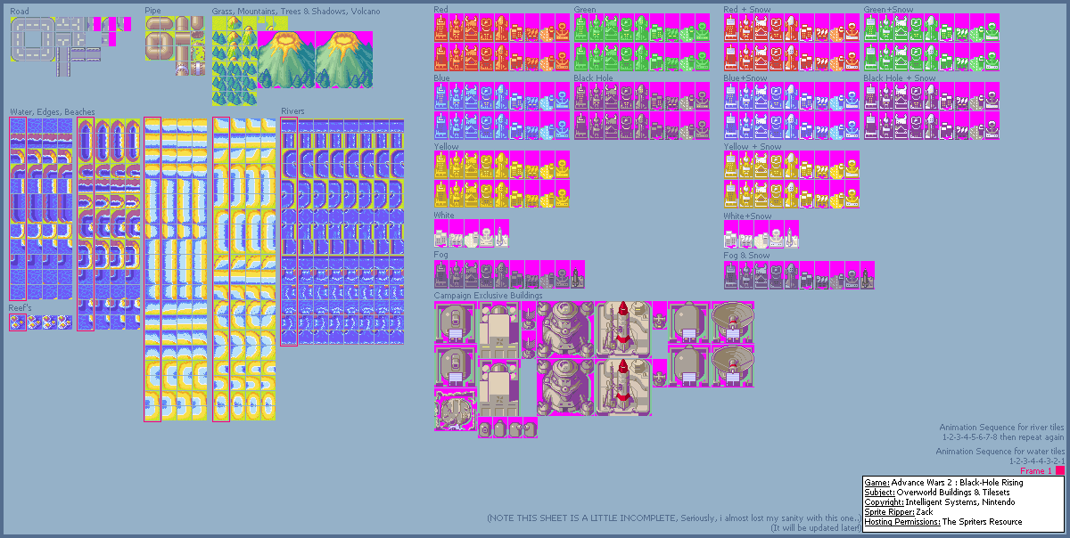 Advance Wars 2: Black Hole Rising - Overworld Tileset / Buildings