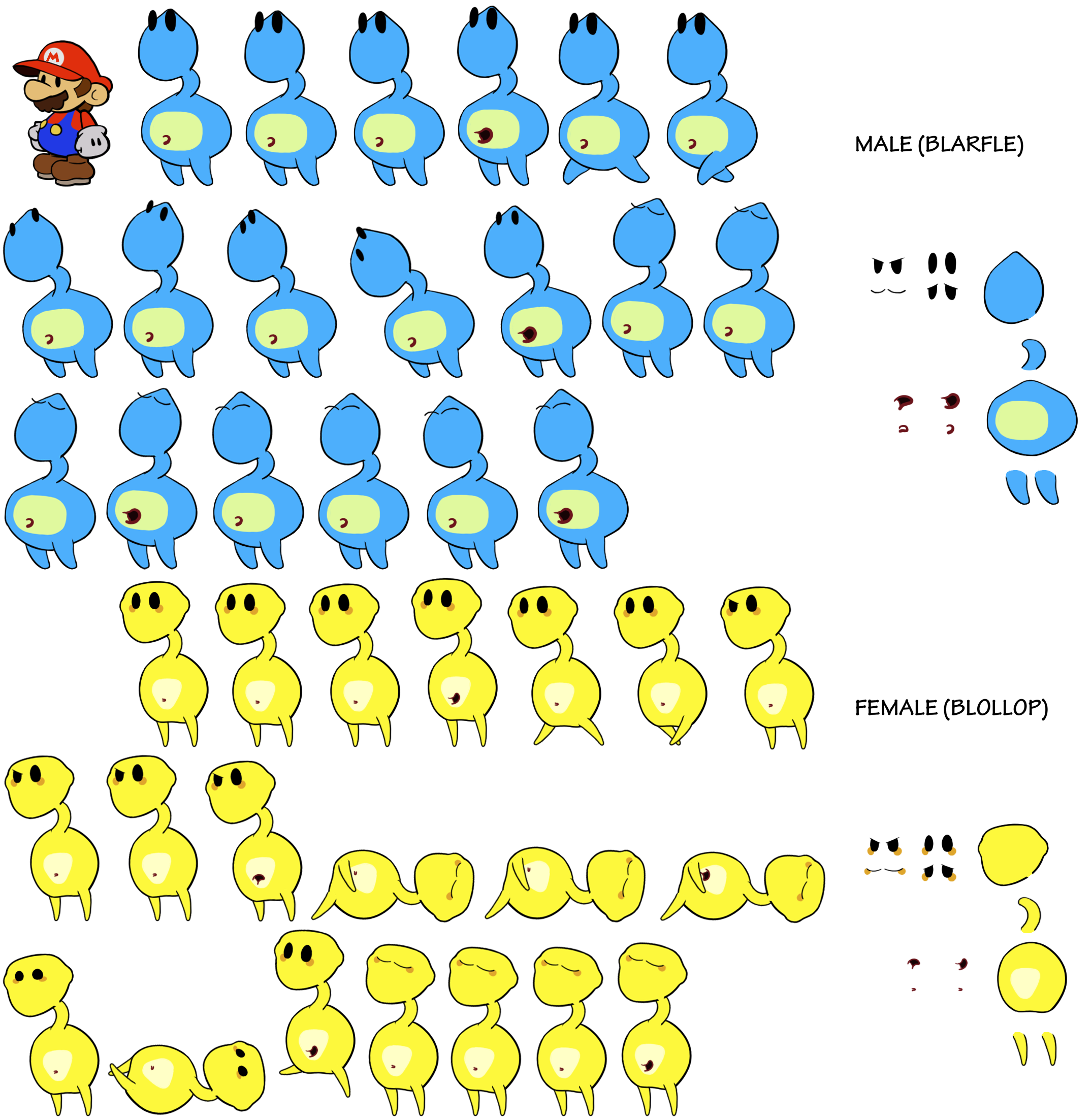 Paper Mario Customs - Blobules (Paper Mario-Style)