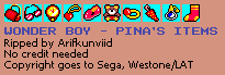 Wonder Boy - Pina's Items