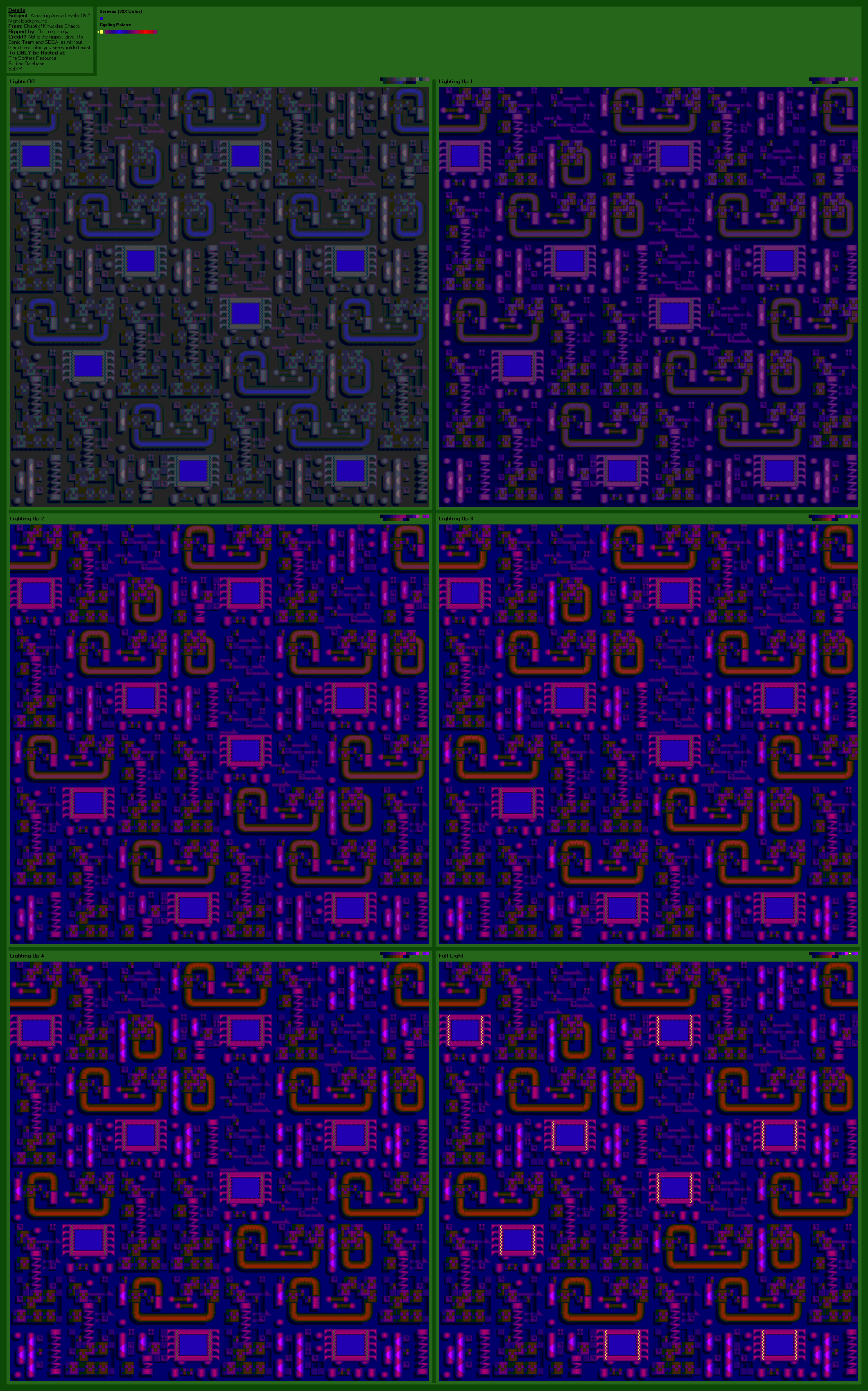 Knuckles' Chaotix (32X) - Amazing Arena Levels 1 & 2 (Night)