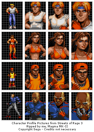 Streets of Rage 3 - Character Profile Pictures (JPN)
