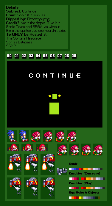 Sonic & Knuckles - Continue Screen