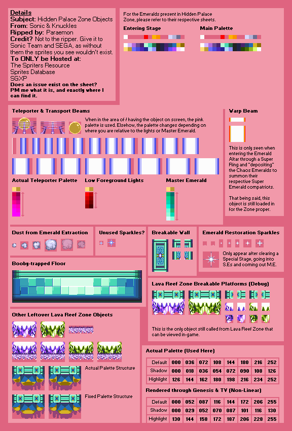 Sonic & Knuckles - Hidden Palace Zone Objects