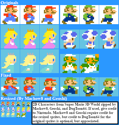Super Mario 3D World - 2D Characters