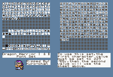 Dragon Quest 1 & 2 / Dragon Warrior 1 & 2 - Font Set