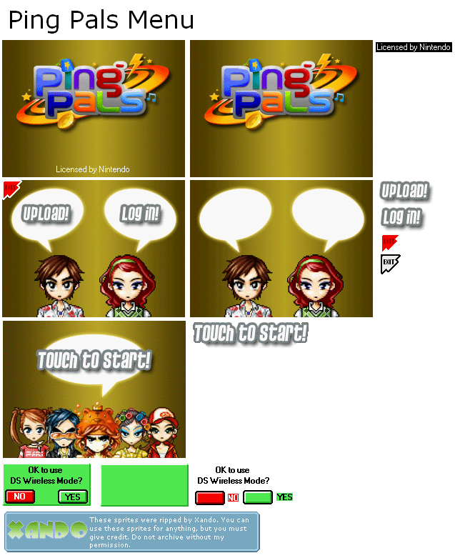 Ping Pals Menu