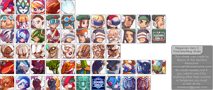 Mega Man Zero 3 - Portraits / Mugshots