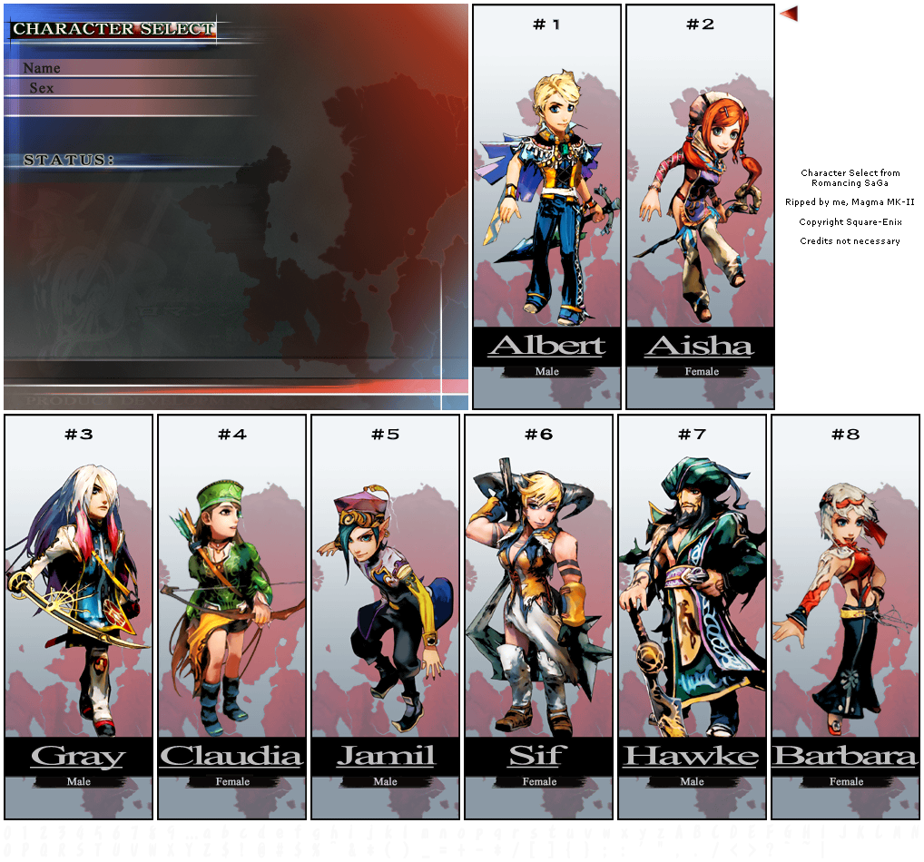 Romancing SaGa - Character Select