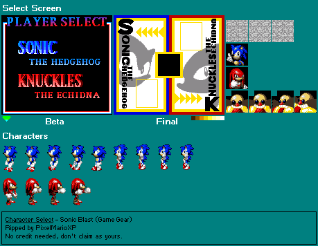 Sonic Blast - Character Select