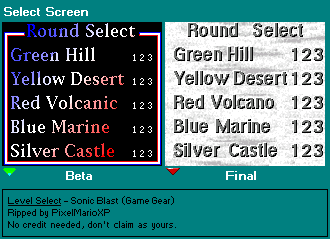 Sonic Blast - Level Select