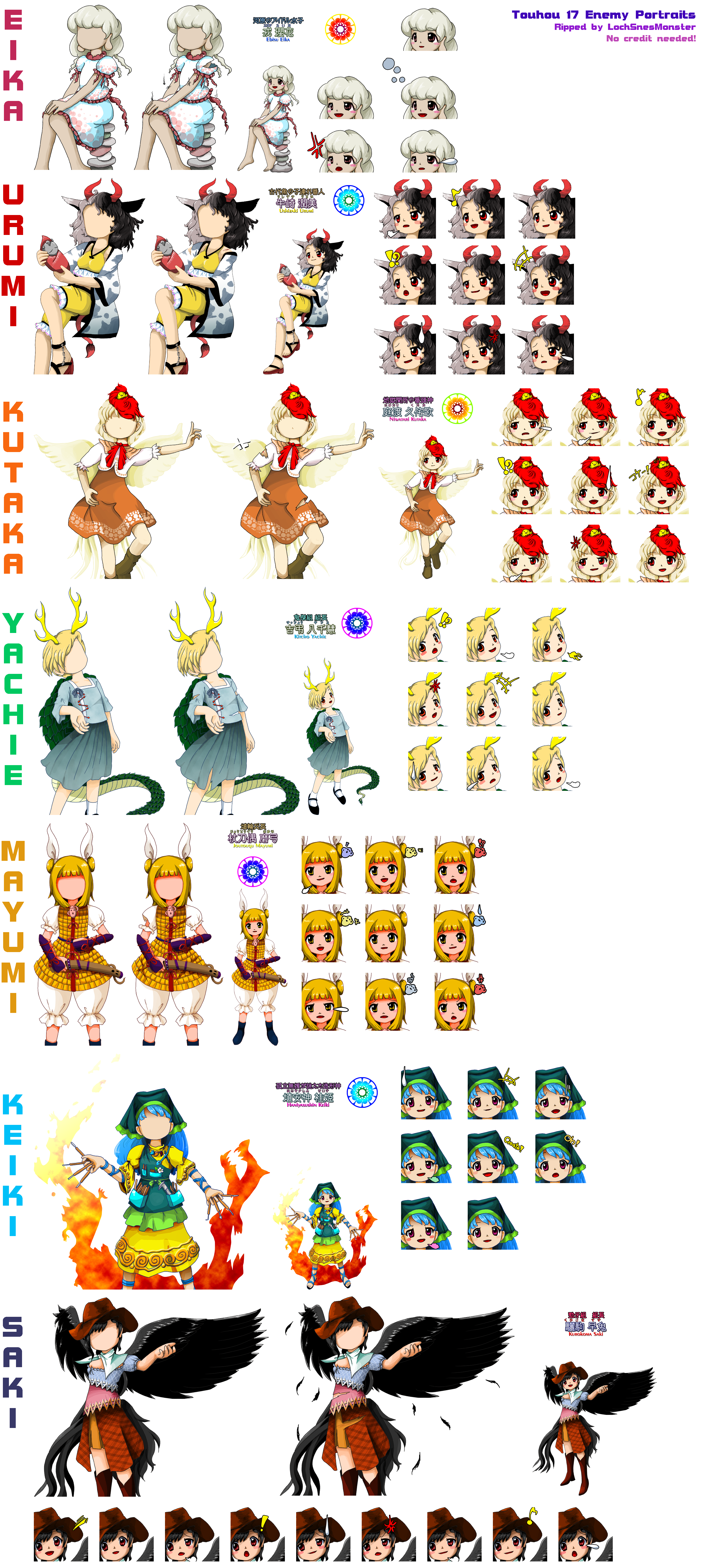 Touhou Kikeijuu (Wily Beast and Weakest Creature) - Enemy Portraits