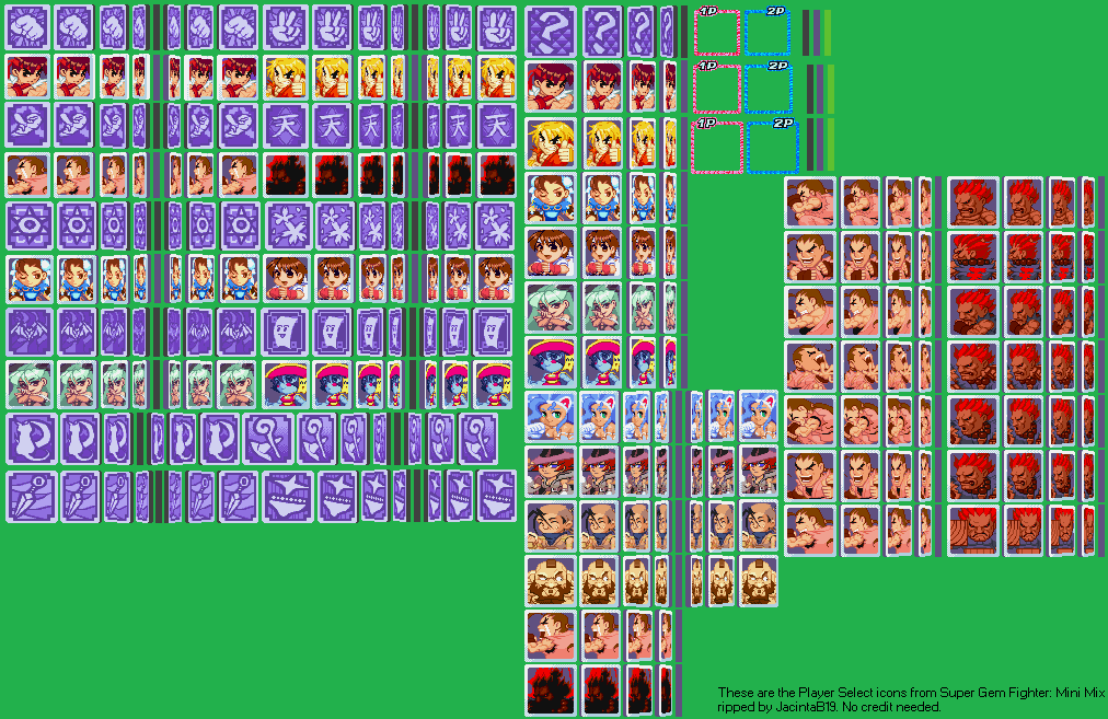 Super Gem Fighter Mini Mix / Pocket Fighter - Character Select Icons