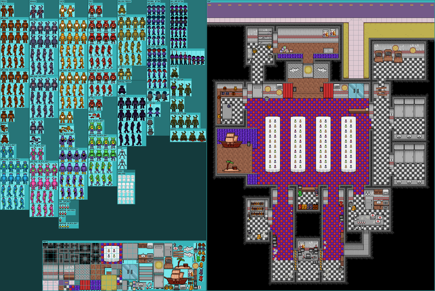 FNaF 1 Map / Characters (Undertale Overworld-Style)