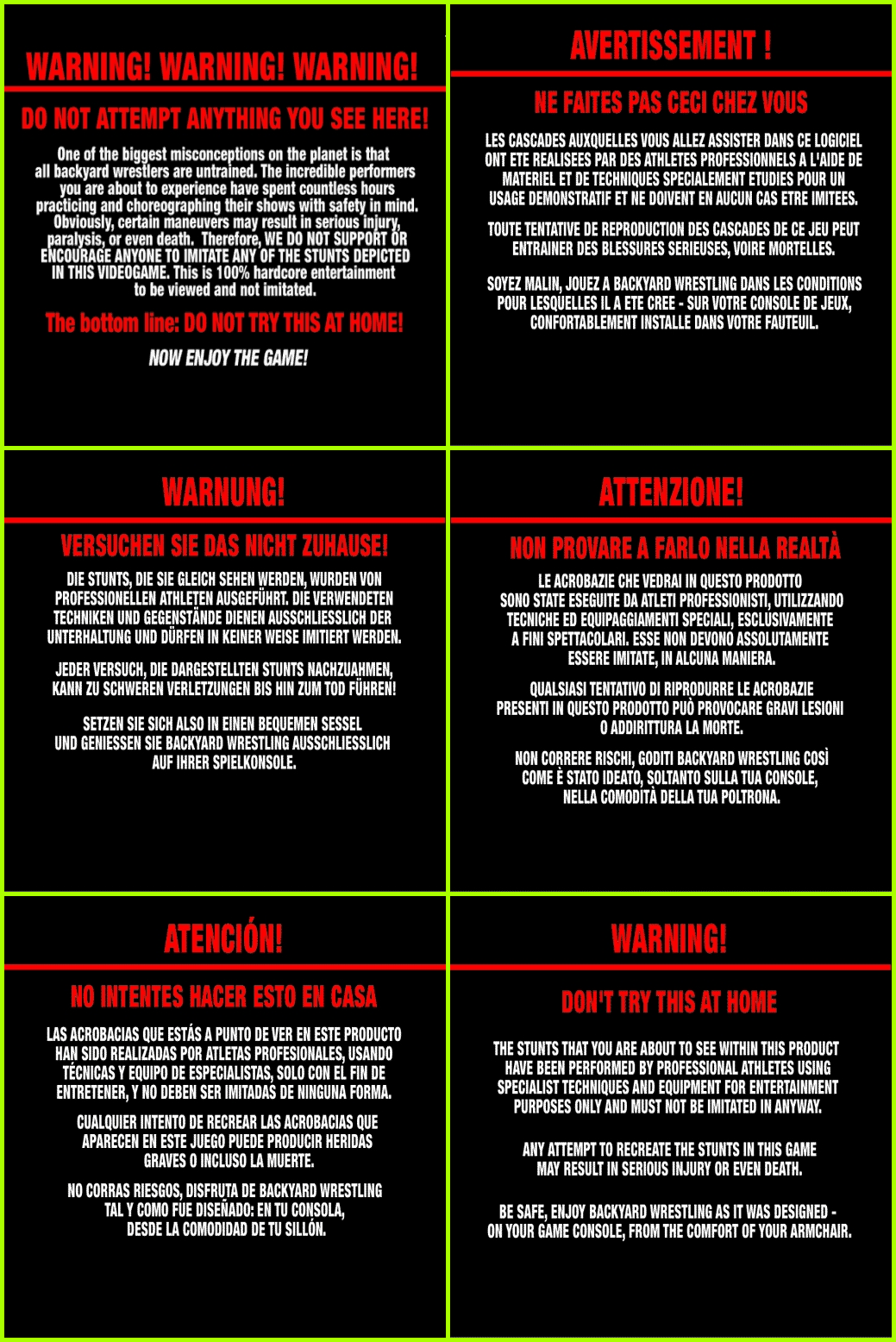 Warning Screens