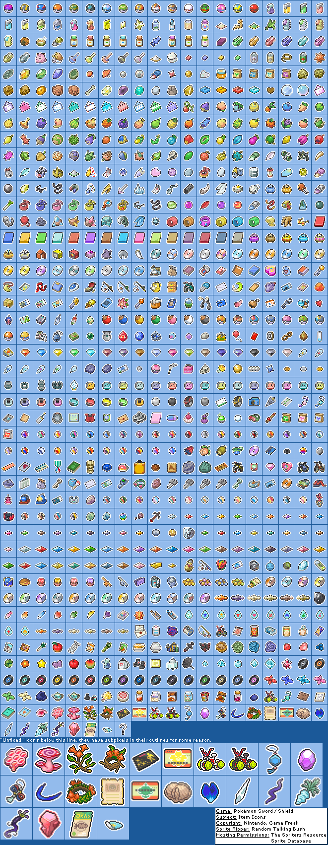 Pokémon Sword / Shield - Item Icons