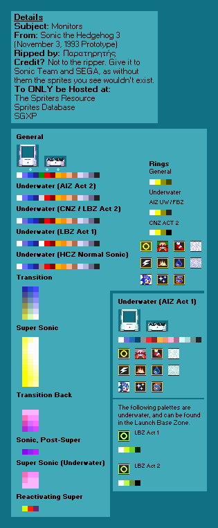 Sonic the Hedgehog 3 (November 3, 1993 Prototype) - Monitors