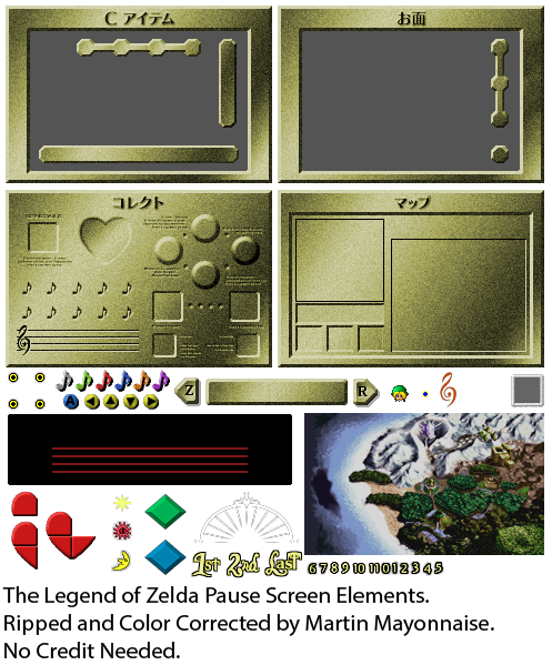 The Legend of Zelda: Majora's Mask - Pause Screen Elements (JPN)