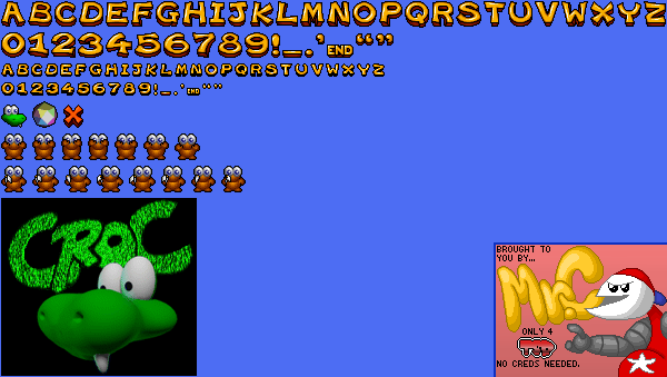 Croc: Legend of the Gobbos - HUD and Font (Aug. 11, 1996 Prototype)