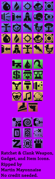 Weapon, Gadget, and Item Icons