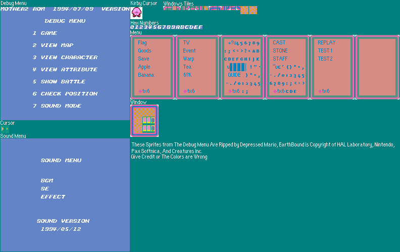 EarthBound / Mother 2 - Debug Menu