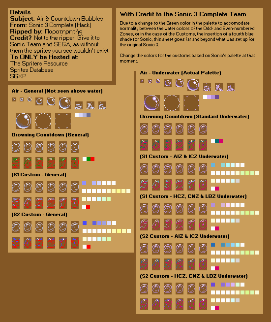 Sonic 3 Complete (Hack) - Air & Countdown Bubbles