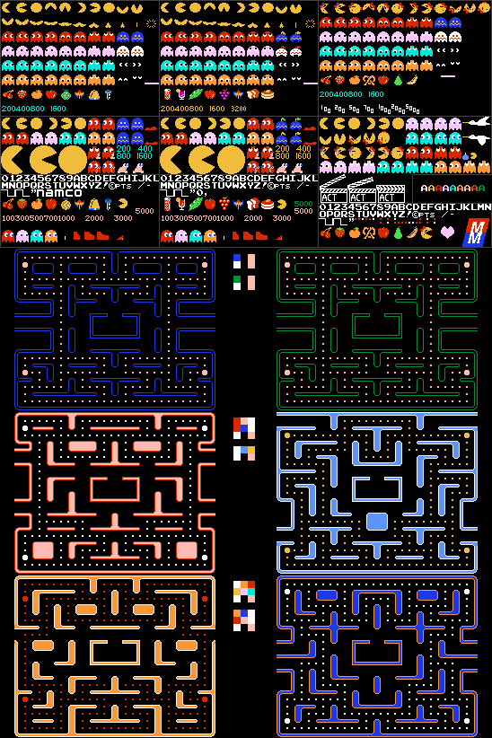 Miscellaneous - Pac-Man, Ms. Pac-Man, & Pac-Man Plus (NES-Style). 