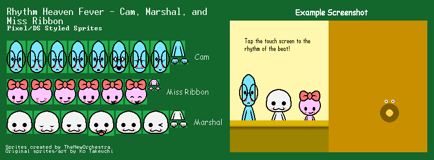 Rhythm Heaven Customs - Cam, Marshal, & Miss Ribbon (Rhythm Heaven DS-Style)