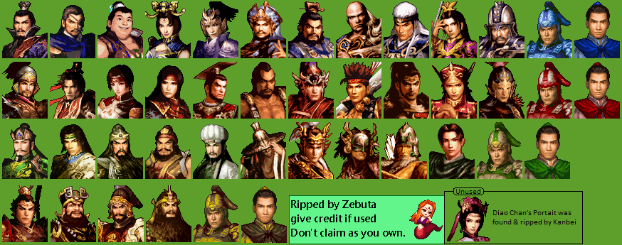 Dynasty Warriors Advance - Character Portraits