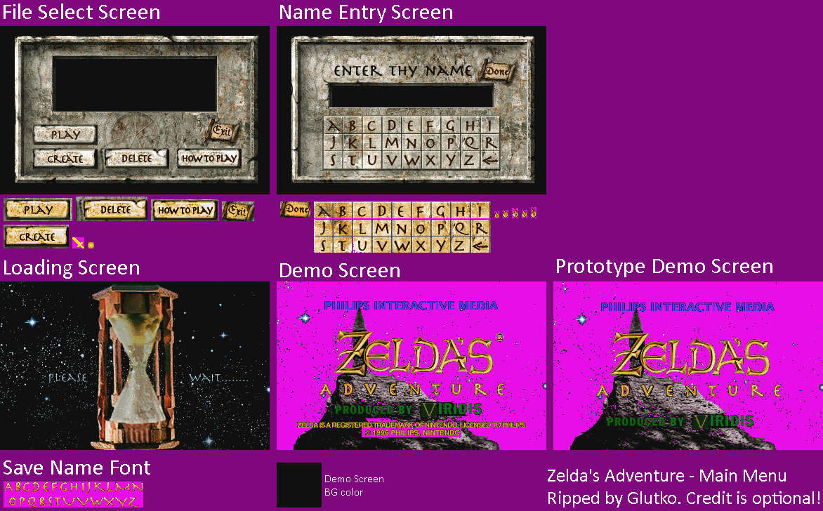 Zelda's Adventure - Main Menu