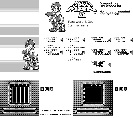 Mega Man II - Password & Got Item Screens
