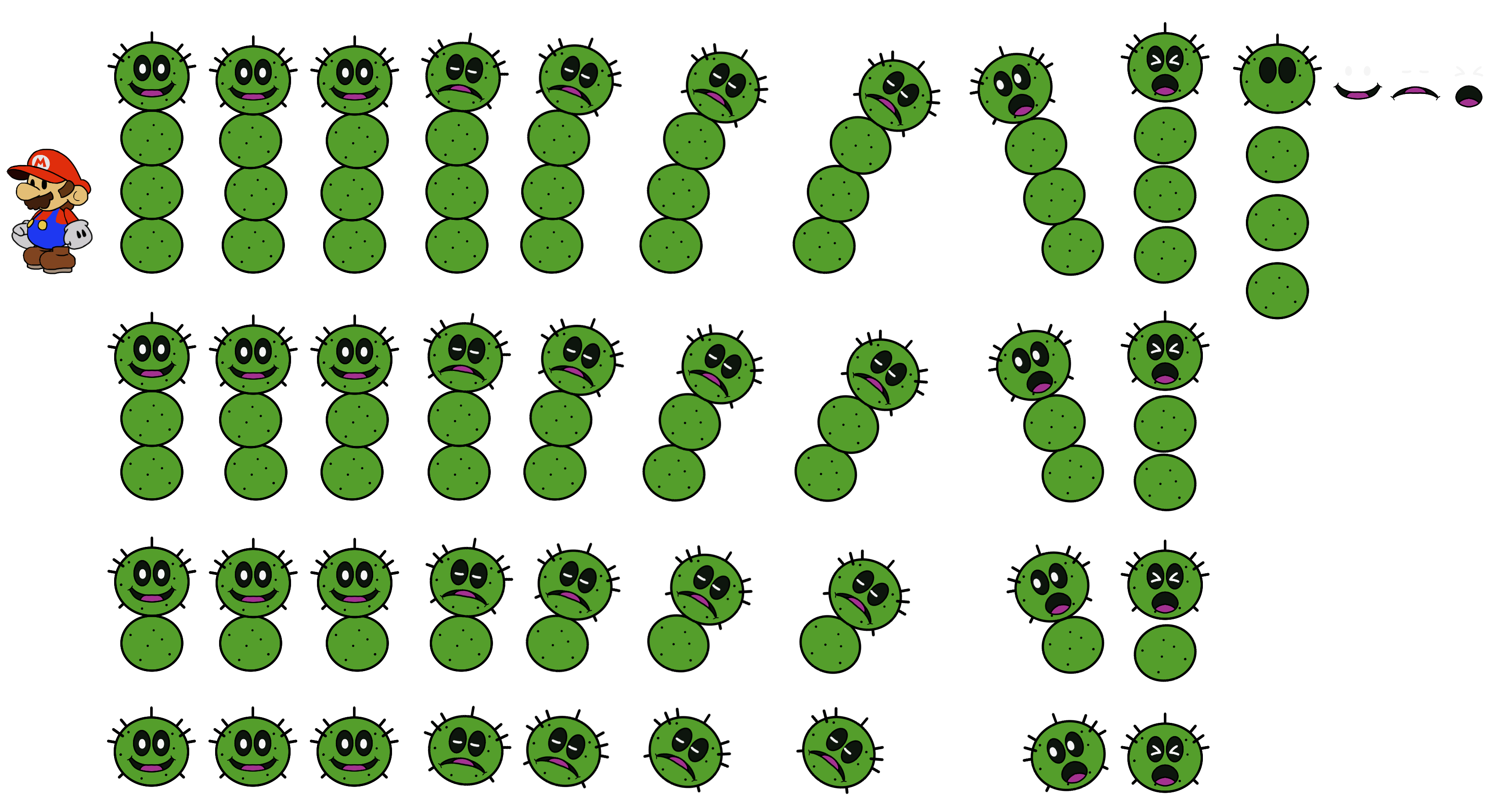 Green Pokey (Paper Mario-Style, Modern)