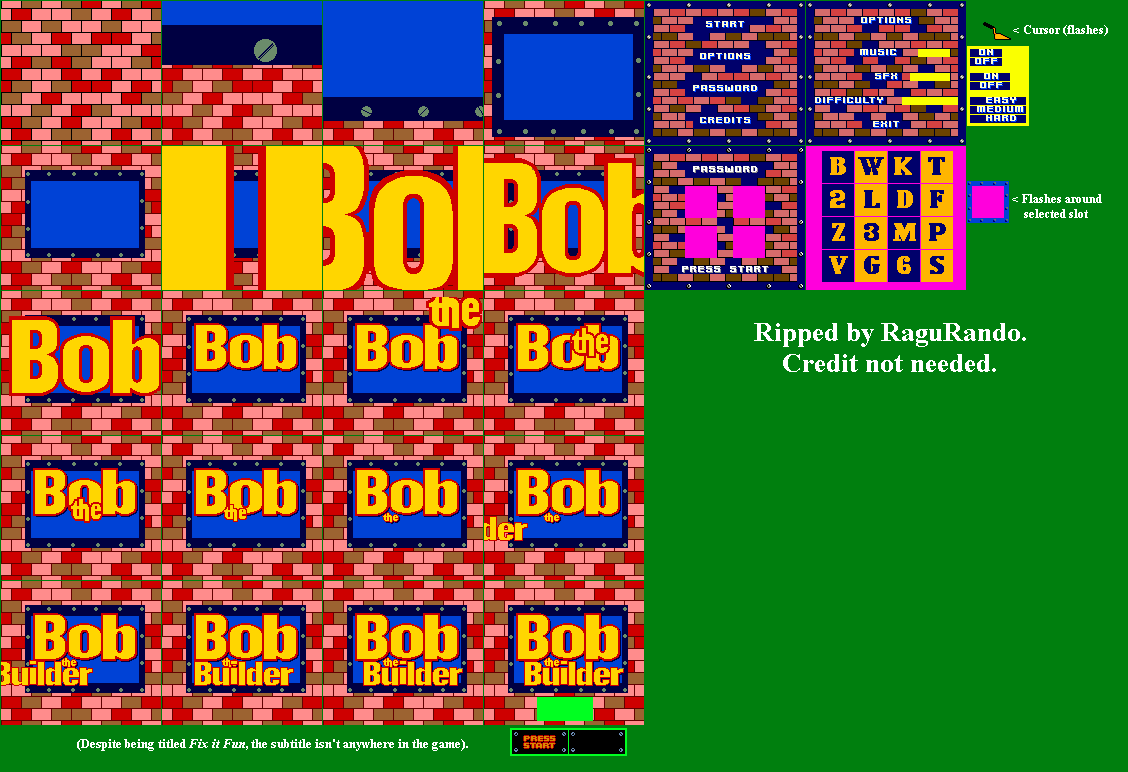Bob the Builder: Fix It Fun! - Title Screen & Menus