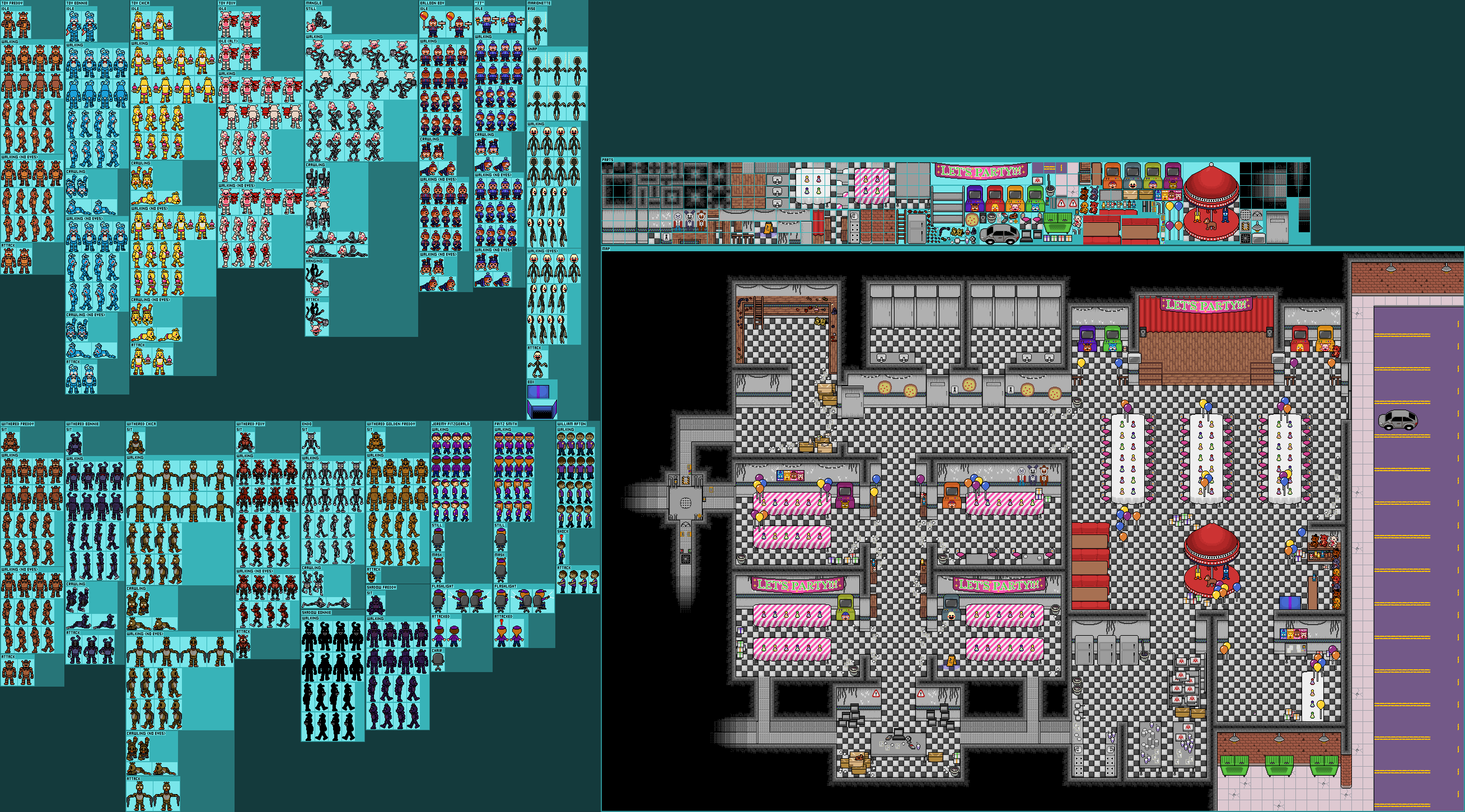 Five Nights at Freddy's Customs - FNaF 2 Map / Characters (Undertale Overworld-Style)