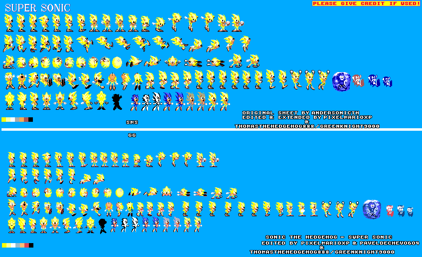Sonic the Hedgehog Customs - Super Sonic (Master System / Game Gear-Style, Expanded)