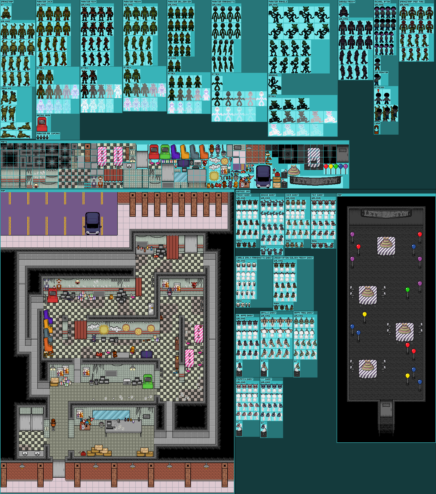 FNaF 3 Map / Characters (Undertale Overworld-Style)
