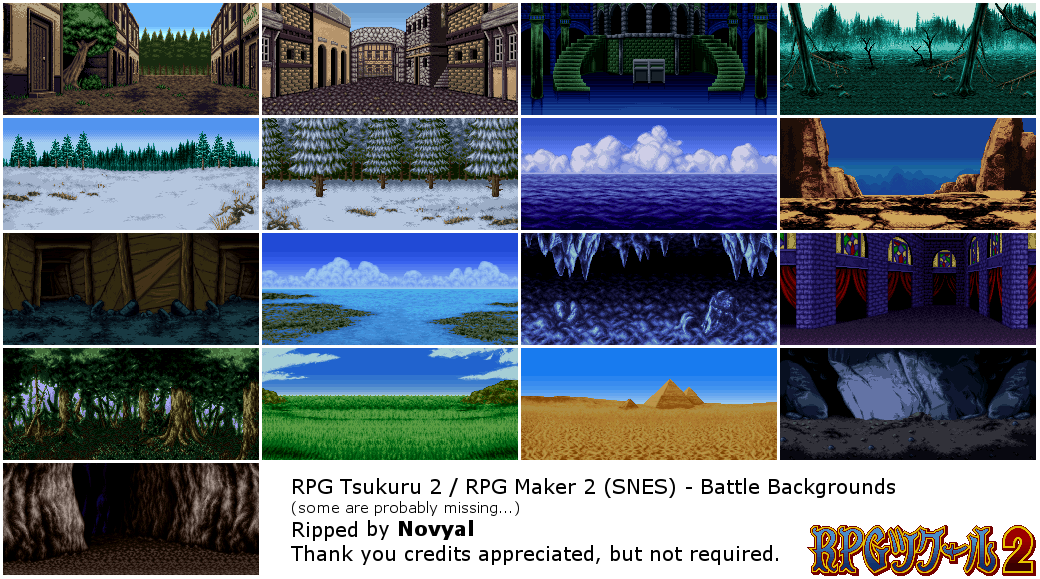 RPG Tsukuru 2 / RPG Maker 2 (JPN) - Battle Backgrounds