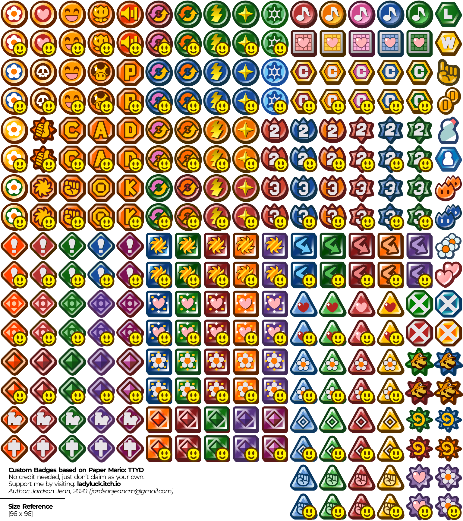 Paper Mario Customs - Badges (TTYD)