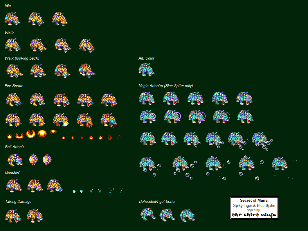 Secret of Mana - Spiky Tiger & Blue Spike