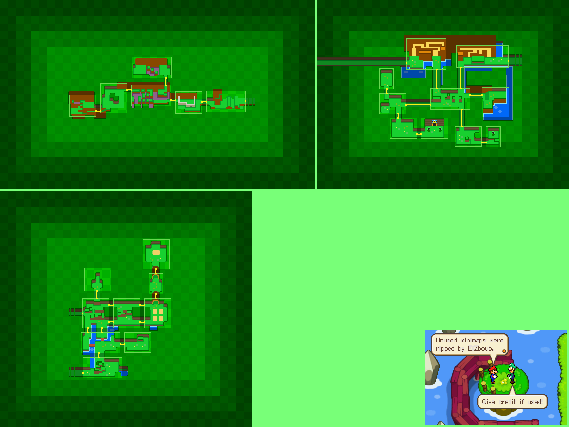Mario & Luigi: Bowser's Inside Story - Minimaps (Unused)