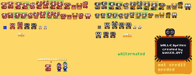 Disney / Pixar Customs - WALL·E (Super Mario Bros. 2 NES & SNES-Styles)